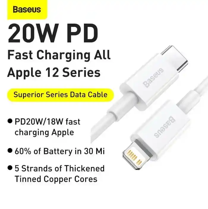 Baseus Superior Series Fast Charging Data Cable Type-C to iP PD 20W 1m White
